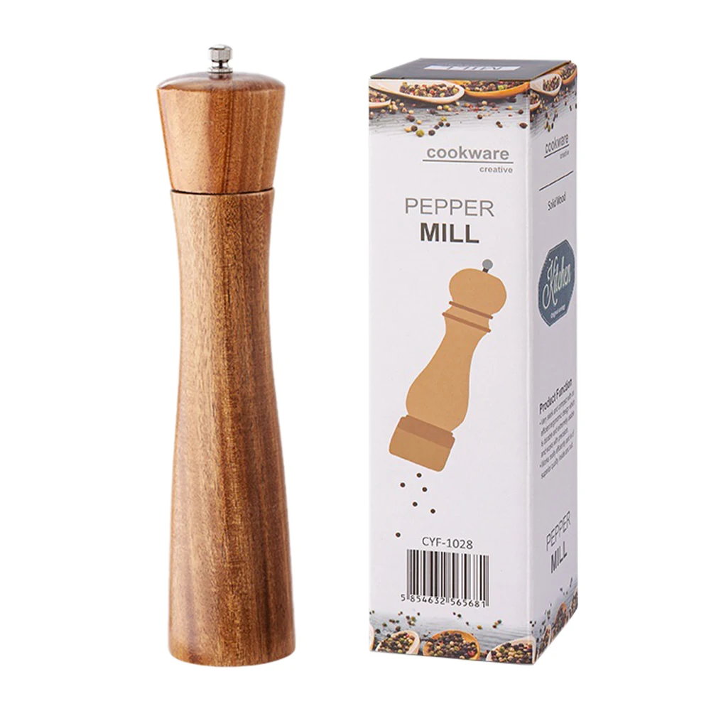 

Salt Mill Handheld Manual Gift Practical Adjustable Coarseness Accessories Pepper Grinder Home Kitchen Refillable BBQ Solid Wood