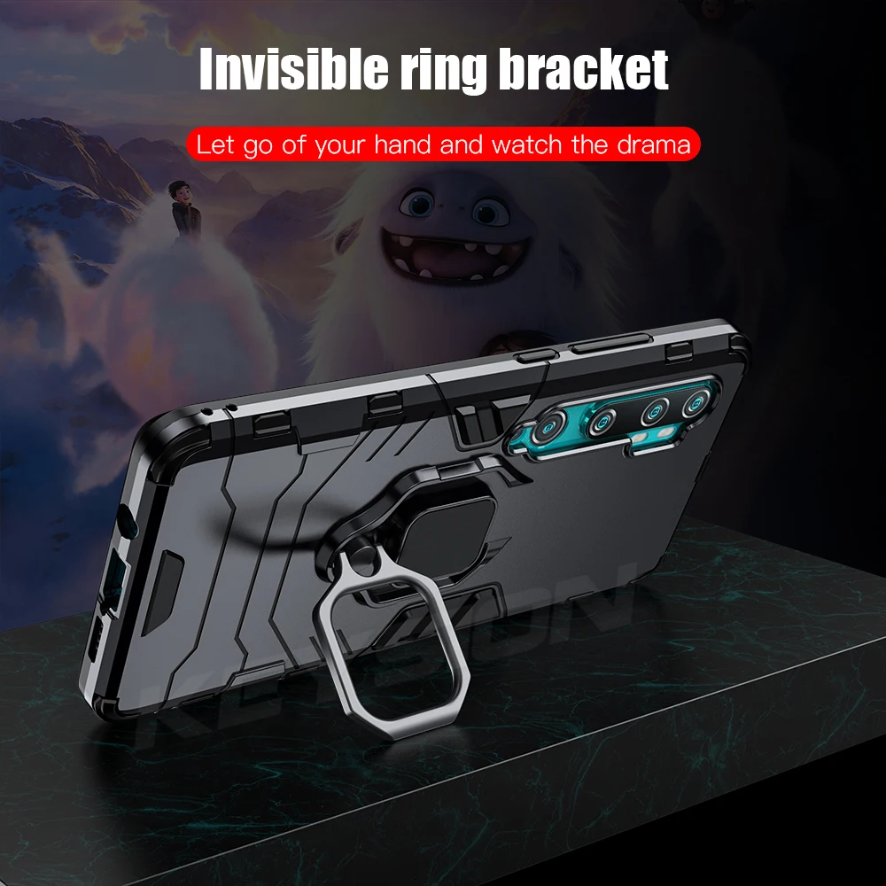 keysion shockproof armor case for xiaomi mi note 10 mi 9 pro holder car ring phone back cover for xiaomi mi 9 lite mix 2 cc9 pro free global shipping