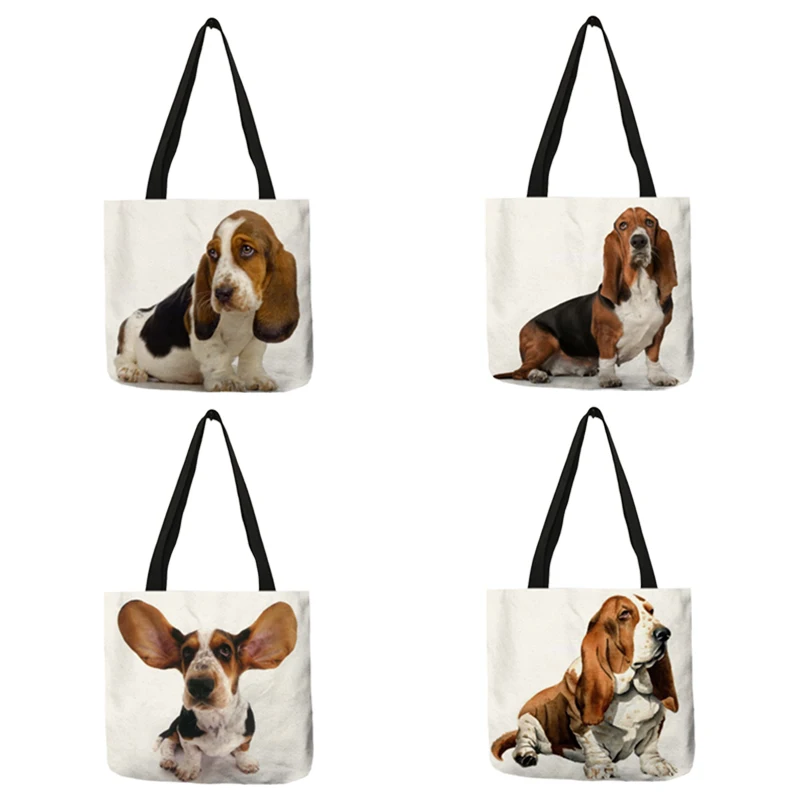 

Customized Terrier Dog Art Eco Reusable Shopping Bag Linen Handbag For Women Traveling Beach Tote Bags