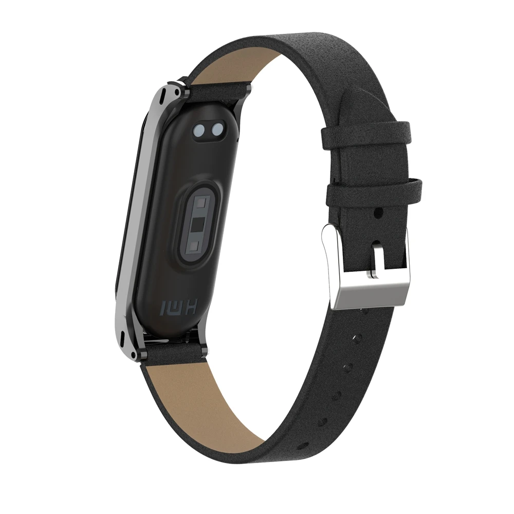 Кожаный ремешок для mi band 4, умный браслет, металлический чехол, PU ремешок для часов, для Xiaomi mi, ремешок, 3 замены, аксессуары для женщин и мужчин