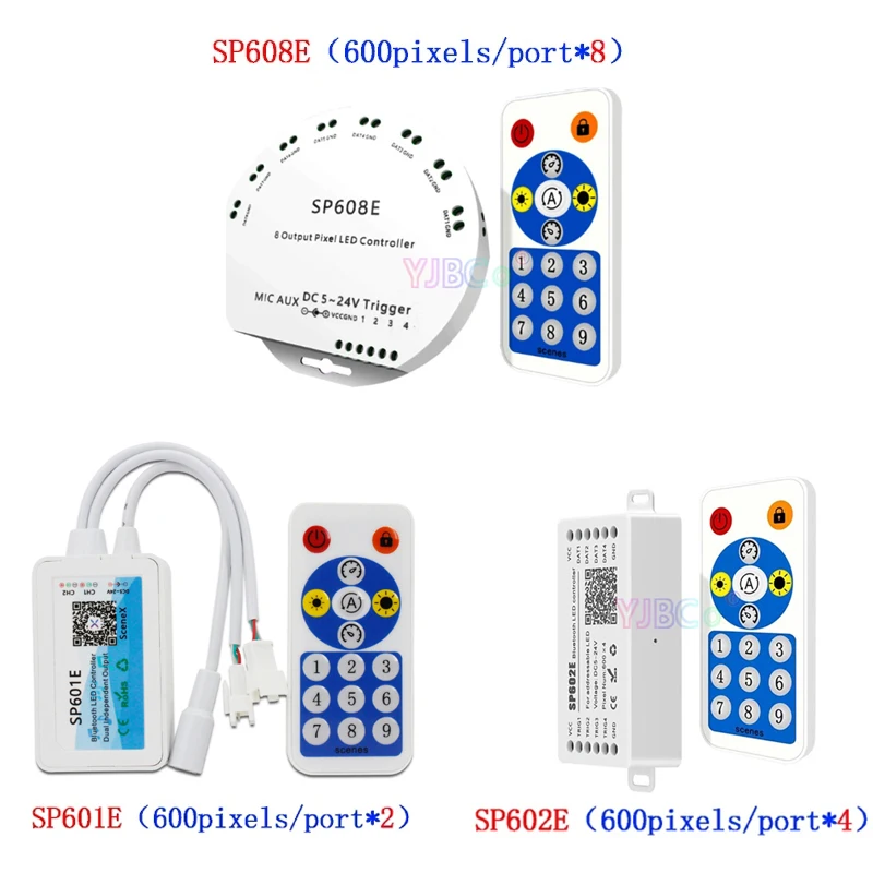 DC5-24V WS2812B WS2811 WS2815 LED Light Strip Music Controller 2/4/8 CH Signal Output Built In Mic Bluetooth-compatible Remote