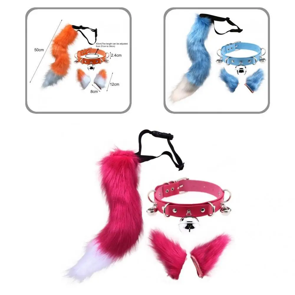 

Милый однотонный воротник с ушками хвоста волка в стиле унисекс, заколки для волос из искусственного меха, пушистый хвост для Рождества