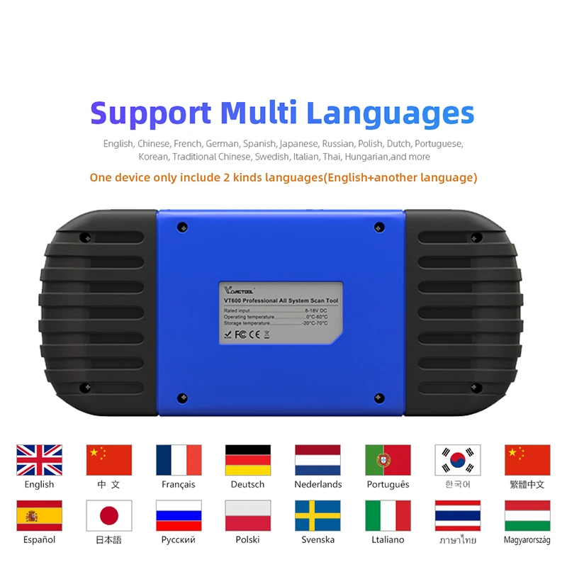 VT600 OBD2 автомобильный сканер инструмент для двигателя ABS SRS EPB служба сброса масла