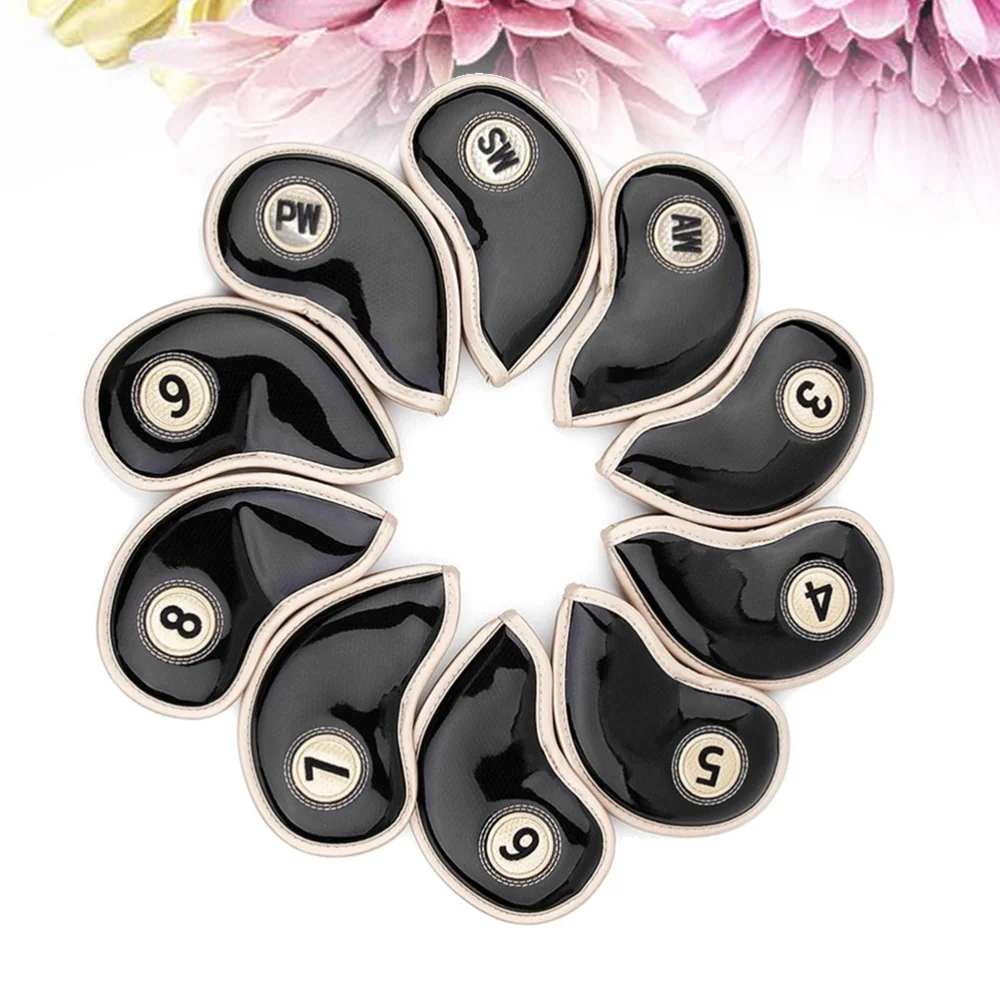 

10Pcs Durable Head Cover Set Iron Head Covers Club Head Cover Water-resistant PU Leather Fit For Yamaha Wilson Refl