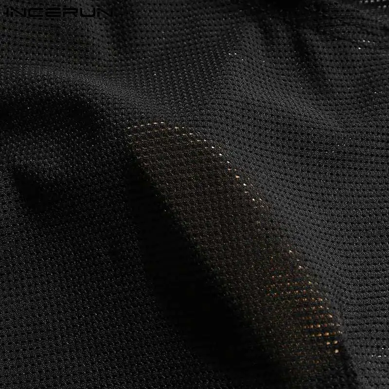 INCERUN 2022 New Men Splicing Onesies Comfortable Homewear  Sexy Casual Male All-match Breathable Mesh Sleeveless Bodysuit S-5XL