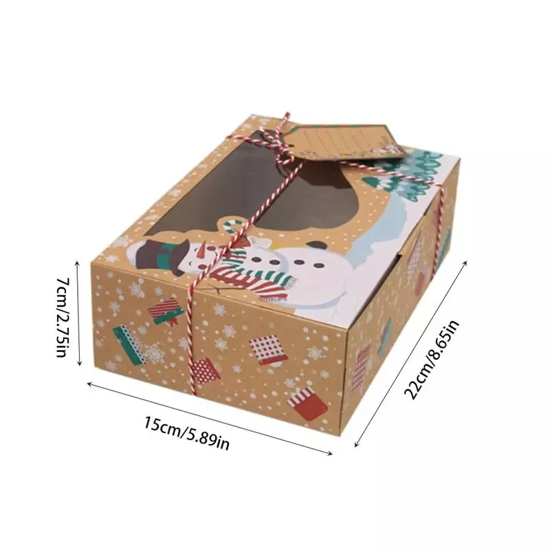 

24PCS Kraft Paper Gift Box PVC Christmas Candy Biscuit Cake Bread Christmas Gift Box Christmas Gift Decoration Gift Wrapping Box