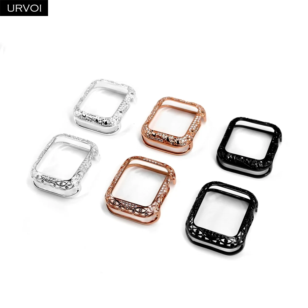 Чехол URVOI с вырезами для Apple Watch series 6 SE 5 4 3 2 1 металлический бампер блестками защита