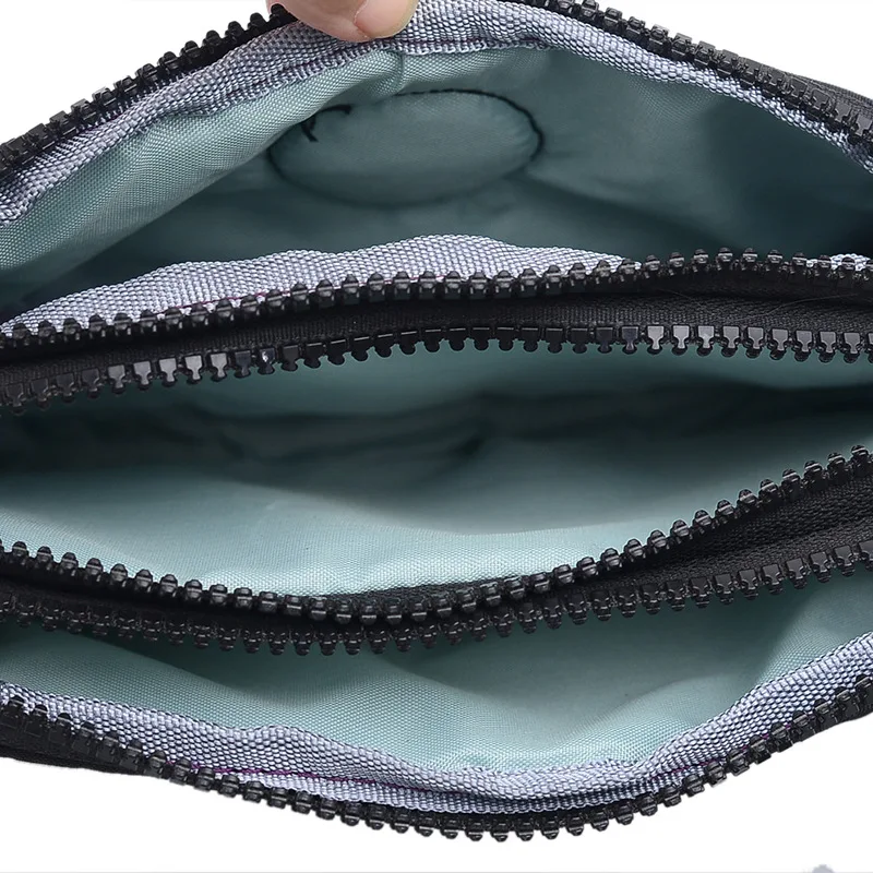 Моющаяся нейлоновая трехслойная косметичка на молнии маленькая тканевая сумка