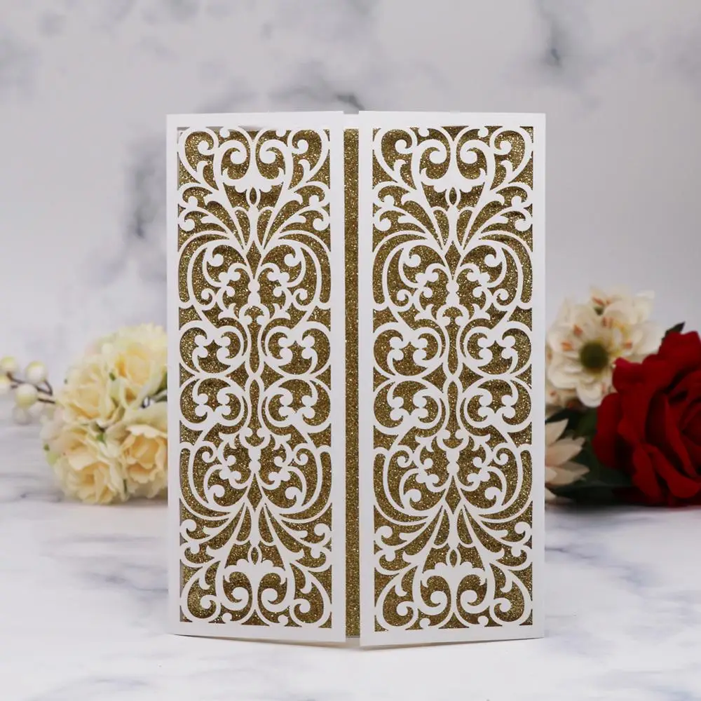 

30Pcs/Lot Hollow Laser Cut Greeting Card Multicolor Pearl Paper Wedding Invitation Card For Wedding Engagement Decoration