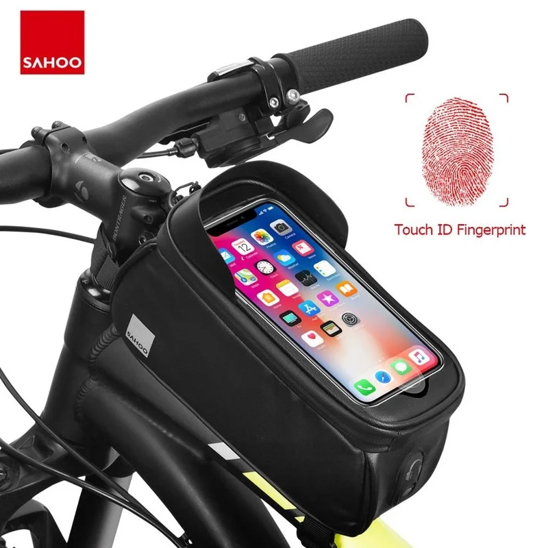 

Sahoo Водонепроницаемый велосипедная сумка для сенсорного экрана передняя фара для велосипеда верхней рамы трубка 6.5in Мобильный телефон сумк...