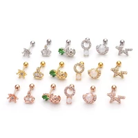 1pcs mini stud earrings heart star moon butterfly cartilage pineapple tragus lobe ear piercing jewelry accessories