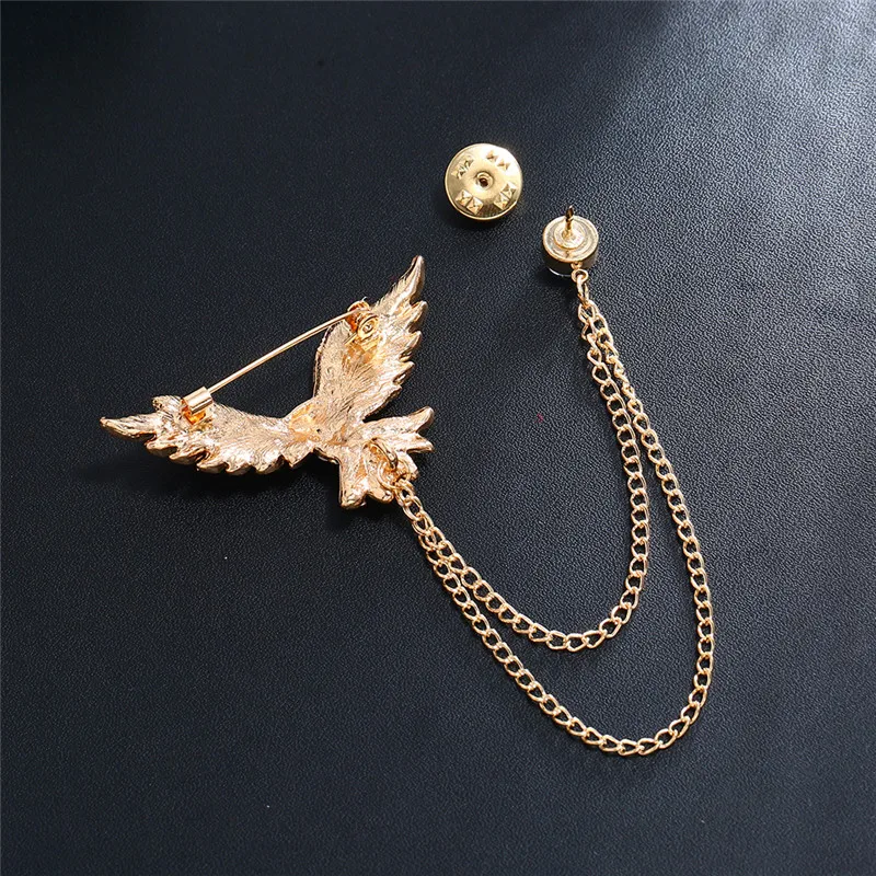 Модная брошь в стиле милитари с летающим Орлом и кристаллами металлическая