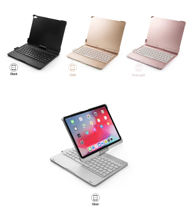 [Новинка] синяя зубная лапка Беспроводная клавиатура-чехол для iPad pro 1", Премиум жесткий чехол+ 360 Вращающийся+ 7 цветов подсветка