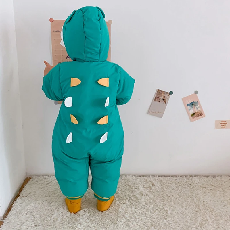 

HH Baby Winter Romper Kids Warm Clothes Cotton Newborn Toddler Rompers Cute Dinosaur Costume Kids Hooded Infant Clothing Pajamas