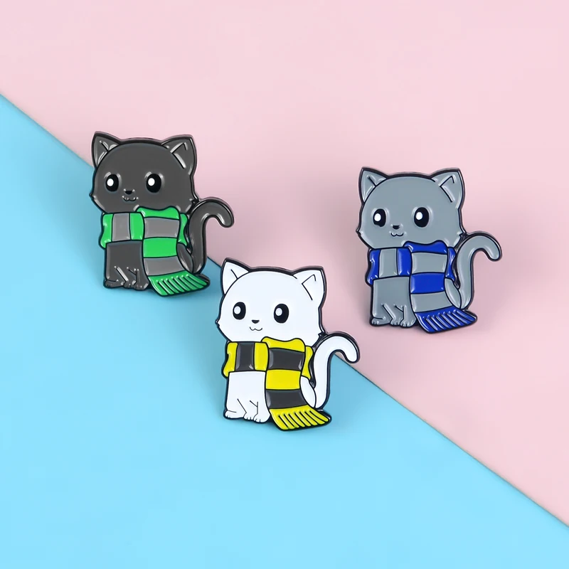 Милые Броши в виде животных трех цветов для шарфа котенка броши Ювелирные