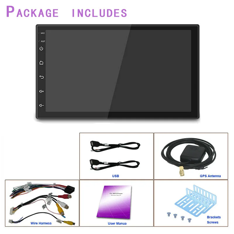 Автомагнитола 2DIN MP5-плеер с экраном 7 дюймов Mirrorlink Wi-Fi Bluetooth GPS навигацией