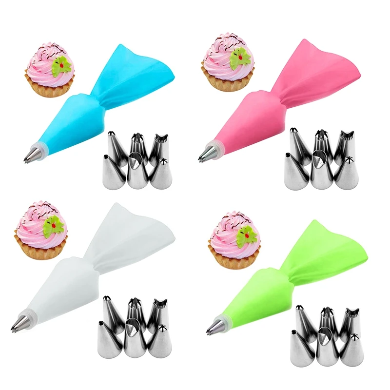 

Кондитерский мешок 8 шт./компл., насадки для глазировки тортов на кухне, инструменты для украшения тортов кремом, многоразовые + набор из 6 нас...