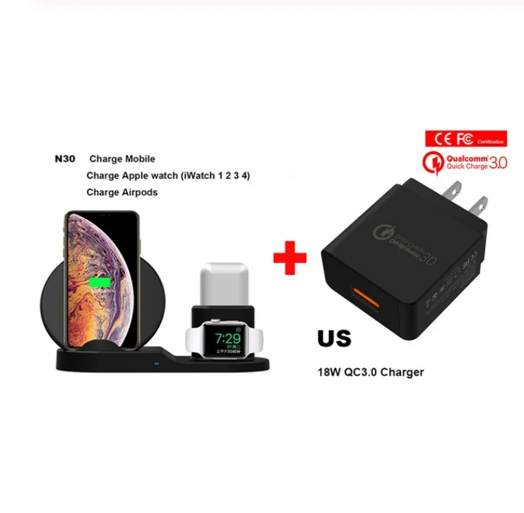 QIWirelessChargerStandforiPhoneAirpodsAppleWatchChargerDockStationChargeforiWatch1234WirelessCharging | Электроника