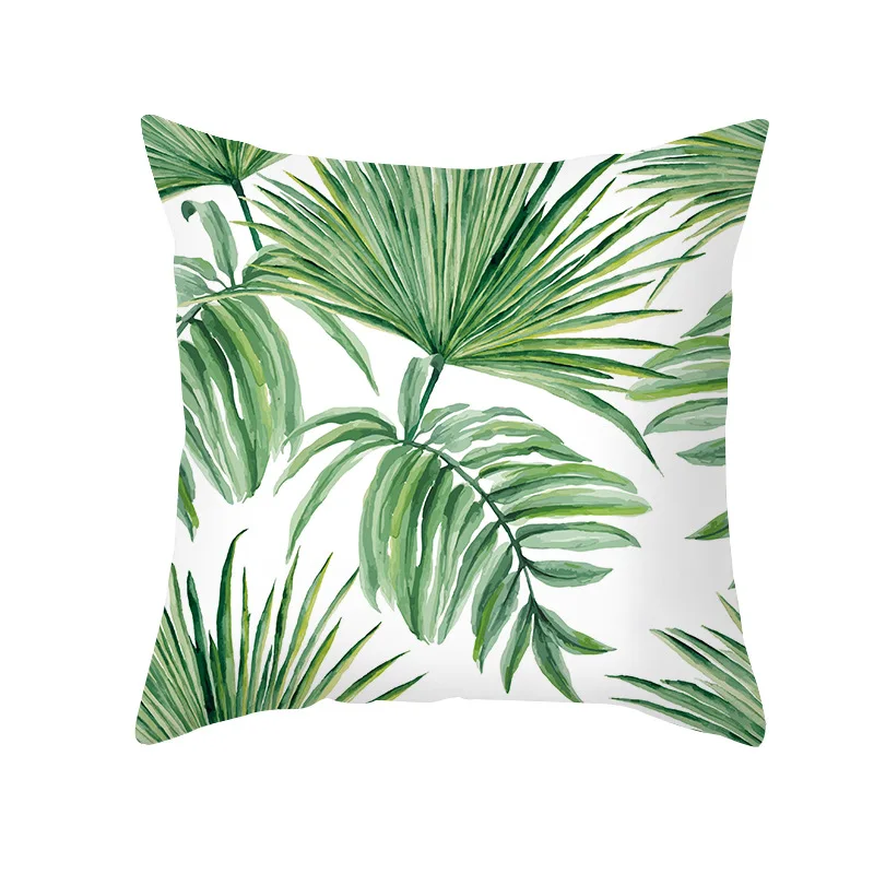 

Tropical Plant Leaves Pillowcase Palm Leaf Sofa Cushion Covers Modern Fresh Style Green Throw Pillow Cases for Home Decoration