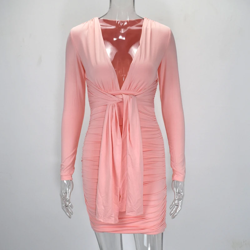 Colysmo, 2 слоя, зеленое облегающее платье для женщин, осень, сексуальное, с глубоким вырезом спереди, с рюшами, платье для женщин, вечерние, короткое платье
