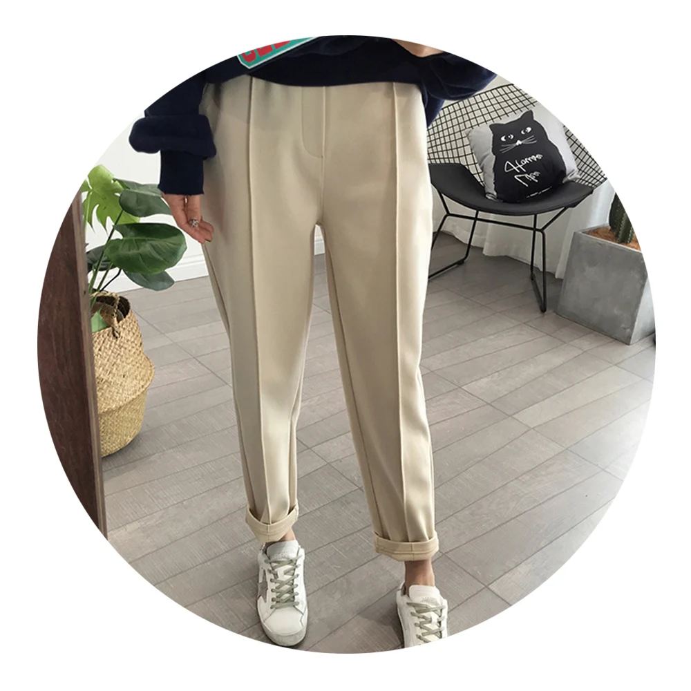 

Autumn and winter woolen harem pants women's small feet carrot pants students thickened casual loose slim nine-point pants