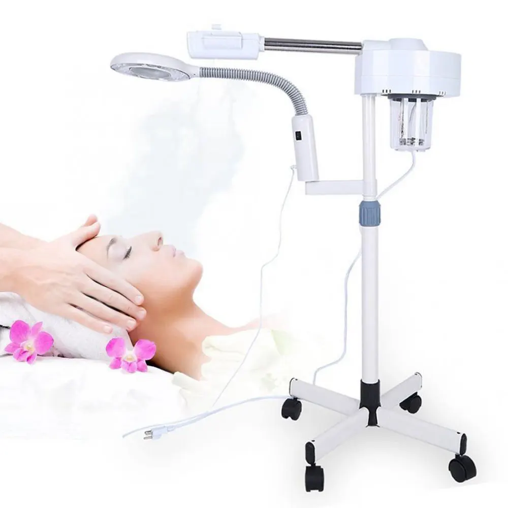 YUNLINLI 2-In-1 5X Magnifying Facial Steamer LED Cold Photon Rejuvenation Lamp Hot Ozone Sprayer Beauty Device for Salon Spa