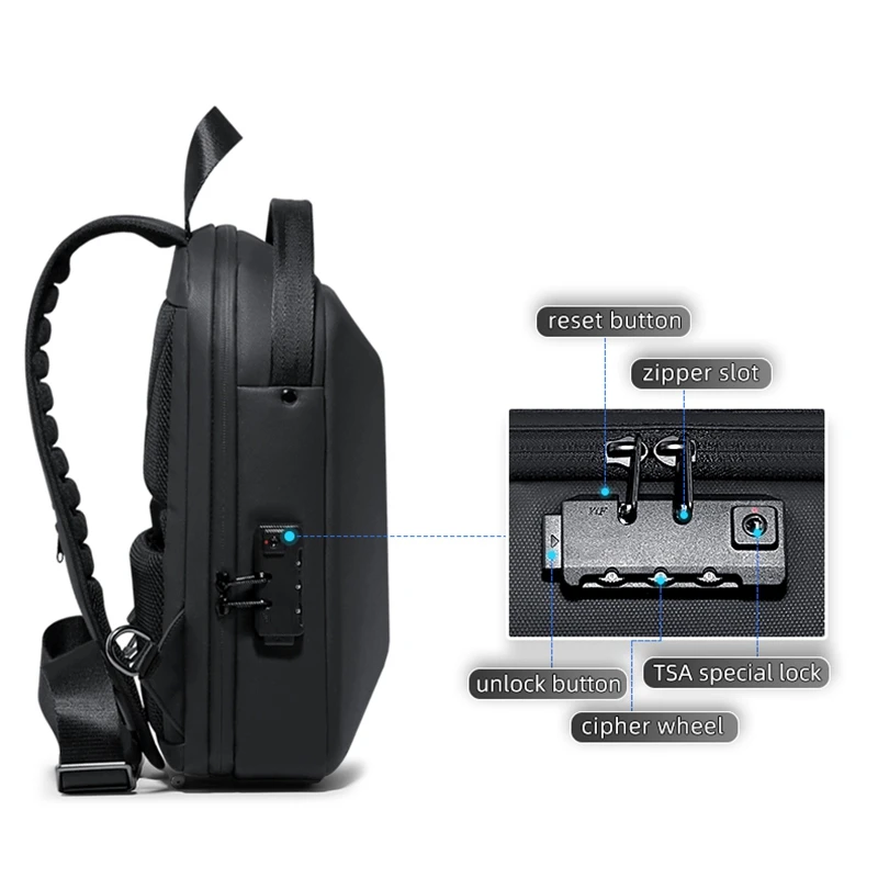 

Men Oxford Messenger Bag Multifunctional Anti Theft Waterproof Sports Shoulder Bag Short Distance Chest Bag USB Charging