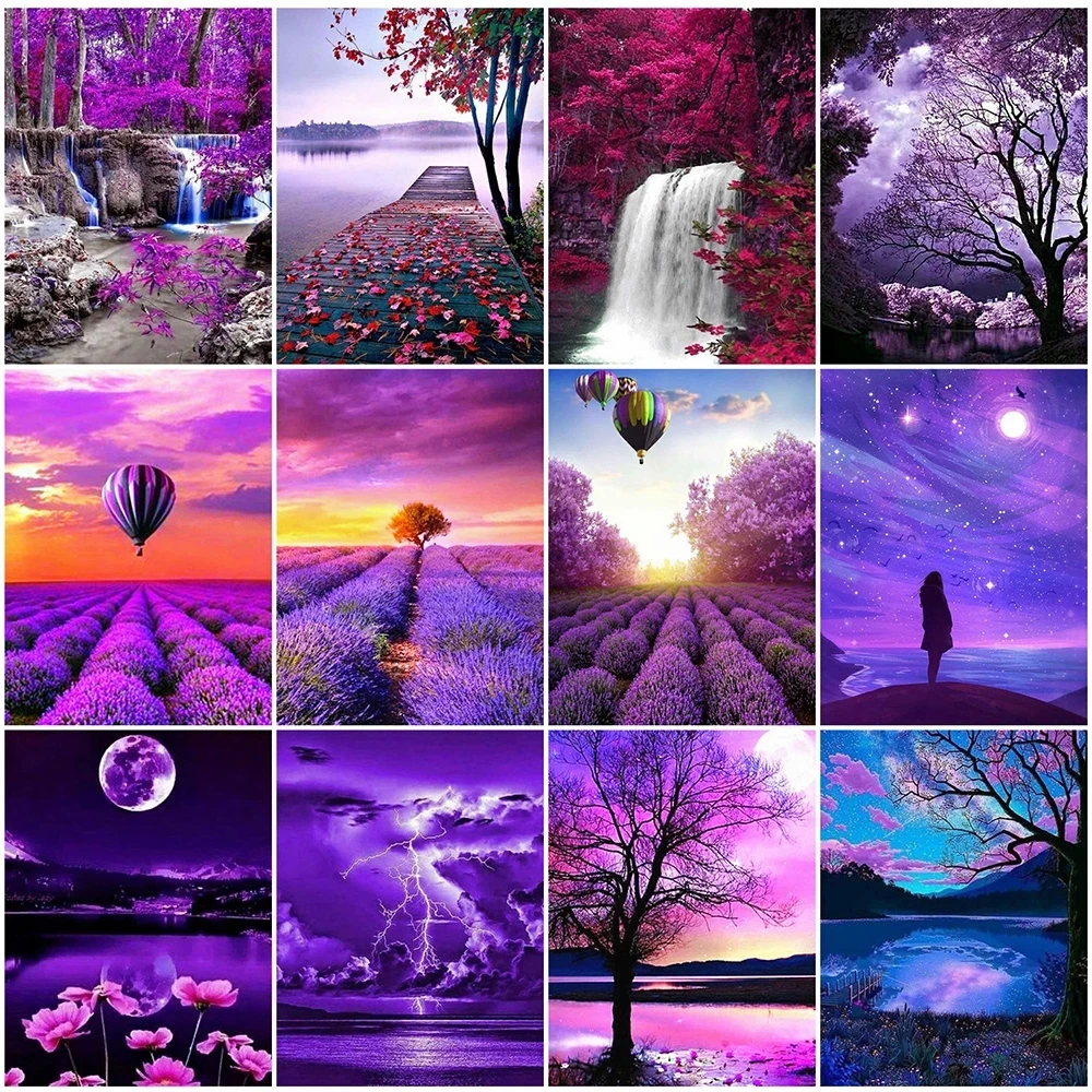

Diamond Painting Full Square Round Scenic Diamond Mosaic Sunset Needlework Embroidery Cross Stitch Rhinestone Decor For Home