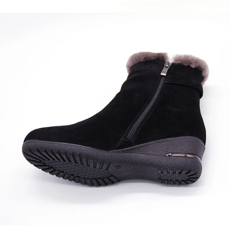 Женские Классические ботинки на танкетке ботильоны из натуральной овечьей кожи