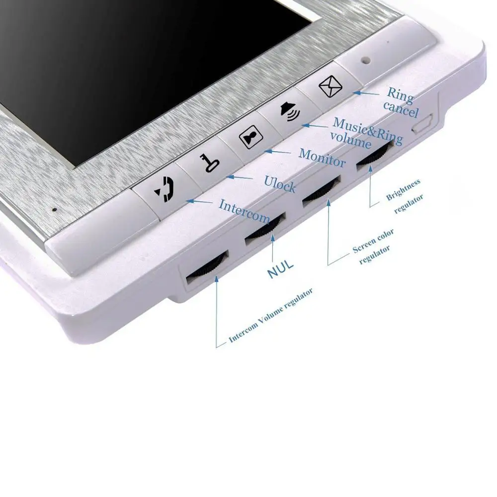 

7 Inch Wired Color LCD Screen 2-way Hands Free Video Intercom,Support Monitoring, Unlock, Dual way Door Intercom