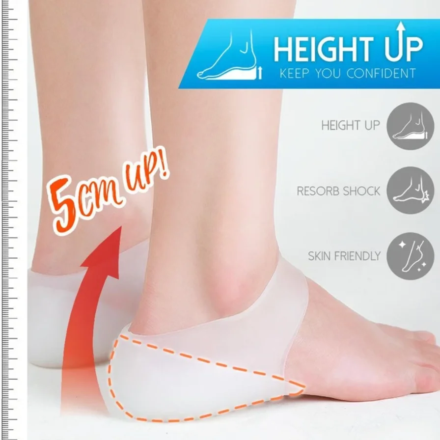 

1 Pair Concealed Footbed Enhancers Invisible Height Increase Insoles Silicone Foot Lift Pads Dress In Socks Tool