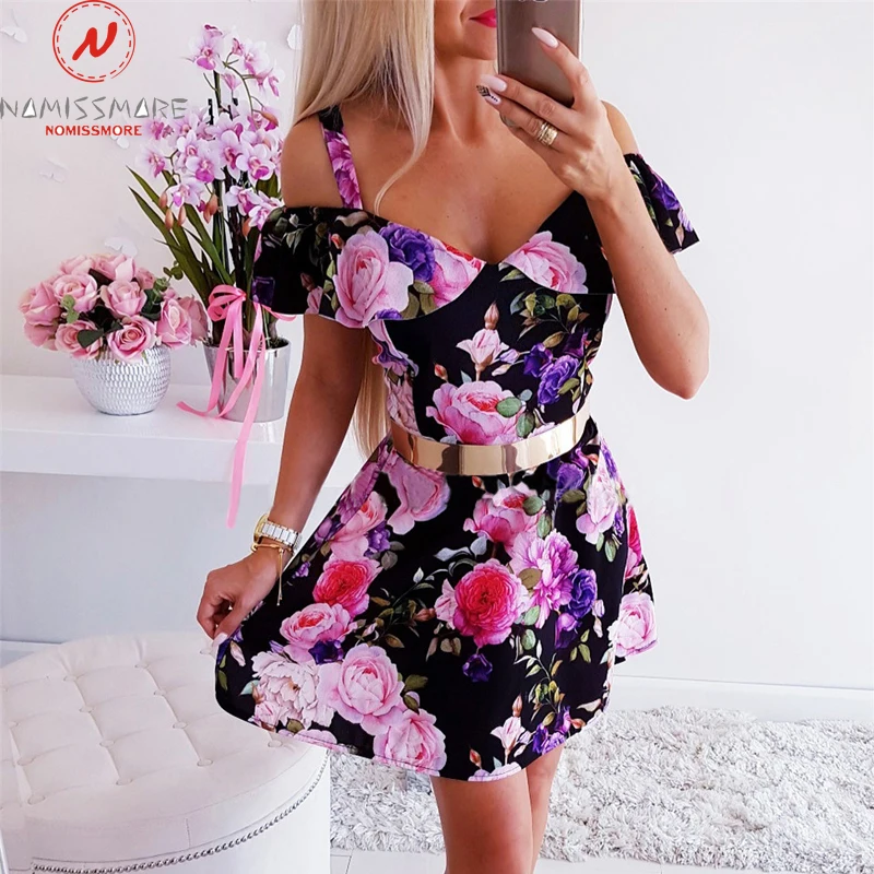 Модное женское платье, вечерние, уличная одежда, Rullfes, Декор, слинг, короткий рукав, цветочный принт, мини-леди, летнее тонкое платье без бретелек