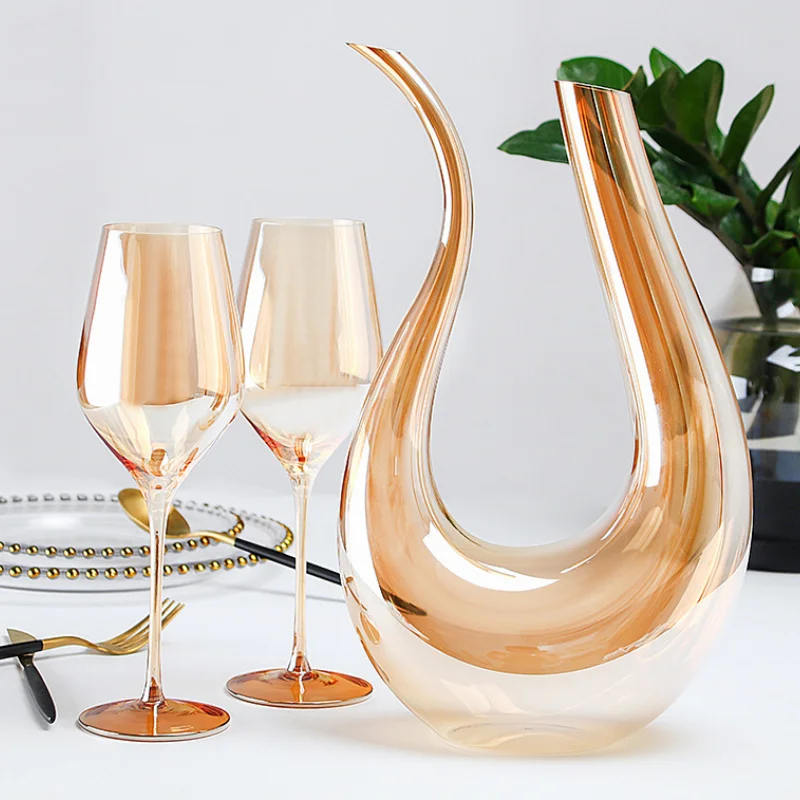 

Boutique 400-1000ML Gold-plated Wine Set Red Wine Glass Wine Decanter Wine Crystal Glass Goblet Wine Gifts 3 Styles Separator