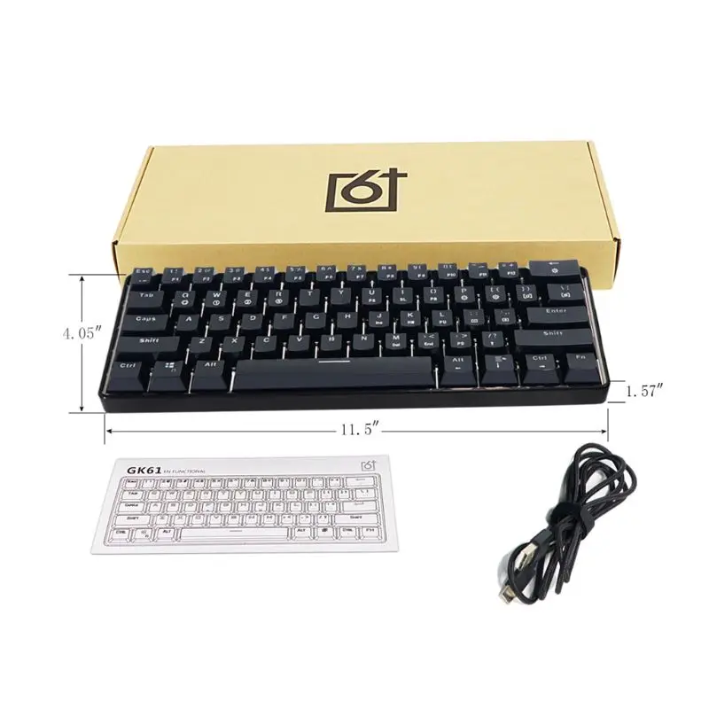 GK61 61 Ключ USB проводной светодиодный подсветка оси игровая механическая клавиатура для рабочего стола - Цвет: 2
