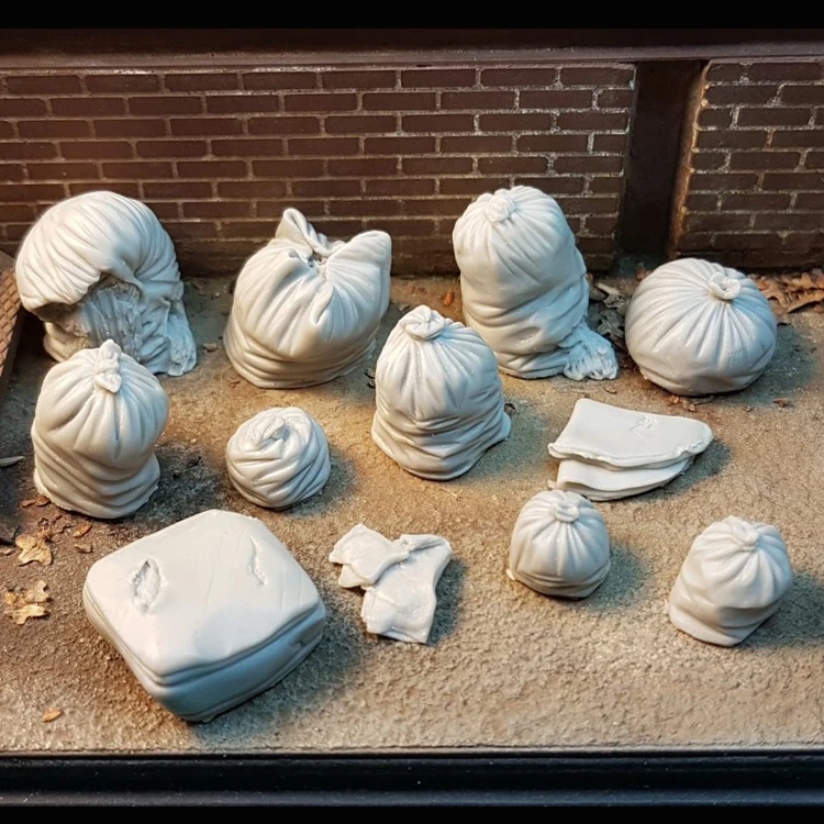 

1/35, sandbag, supply, Resin Model GK, Scene combination material, Unassembled and unpainted kit