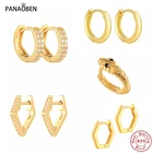 Серьги-кольца женские из серебра 925 пробы, золотистого цвета