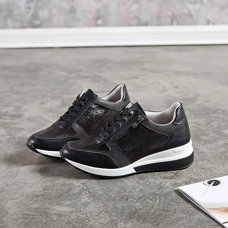 KJZTSF 2019 Autumn New Brilliant Sneakers Woman Casual wild Breathable running shoes Wedge platform Europe America Women's | Обувь