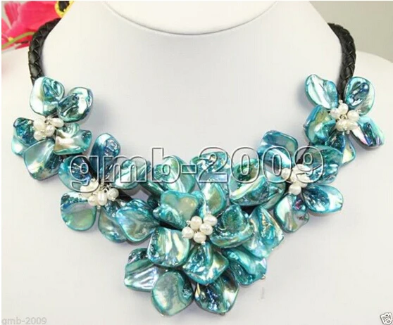 1004 + бирюзовый цвет перламутровый плетеный корпус цветок ожерелье кулон |