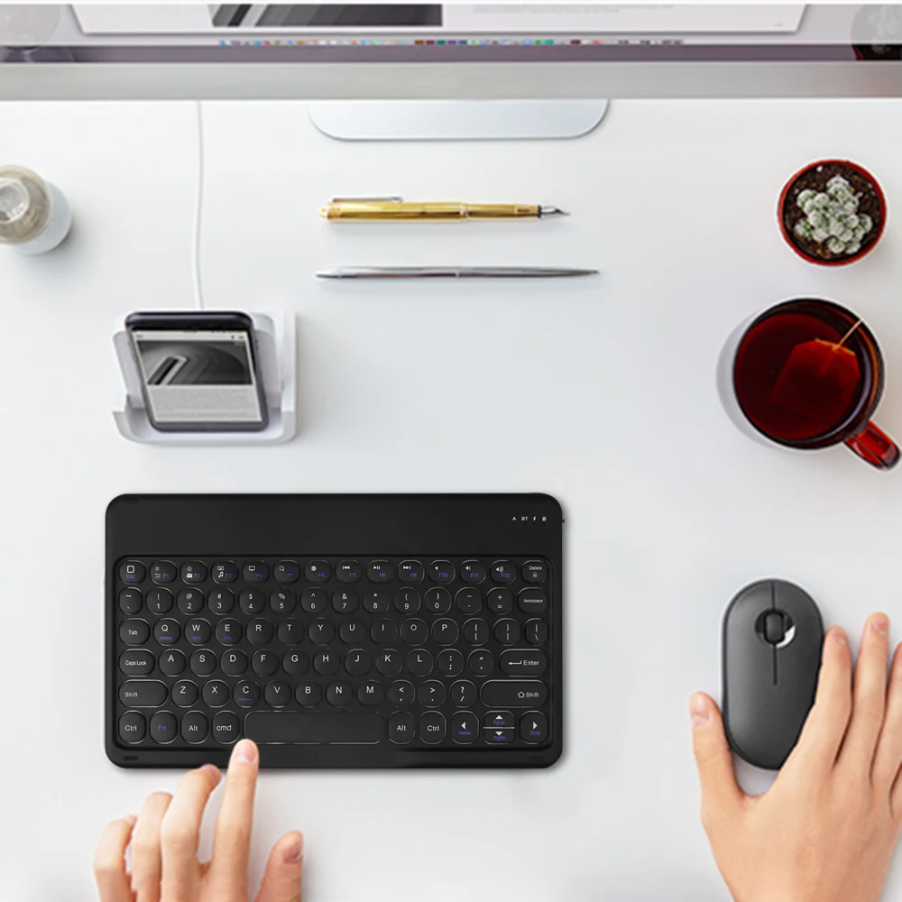 

Wireless Bluetooth Keyboard Mini Portable Waterproof Round Retro Button Tablet Keypad For iPad Laptop Android IOS Windows