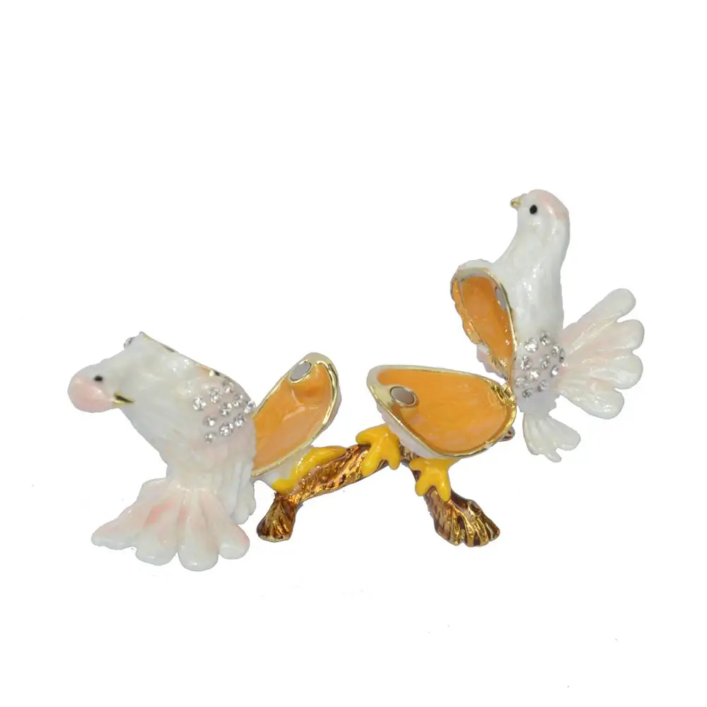 Декоративный эмалированный Faberge инкрустированная Ювелирная шкатулка голубь