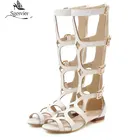 Sgesvier белый Цвет женские босоножки; Женские балетки; Женская обувь стринги гладиаторские плоские сандалии обувь на застежке-молнии, большой размер 34-48; tenis feminino