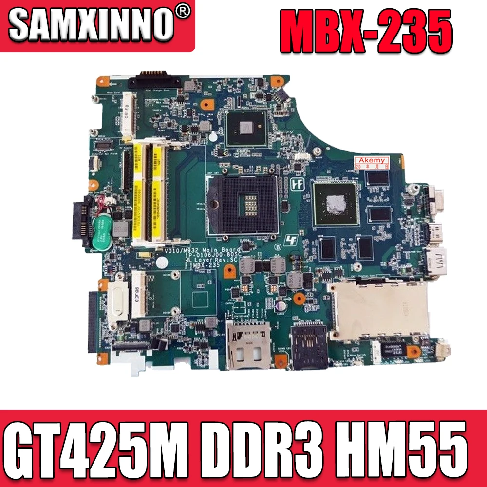 

Материнская плата SAMXINNO MBX-235 1P-0107200-8011 A1796418B для ноутбука Sony VAIO VPCF GT425M DDR3 HM55, бесплатный ЦП