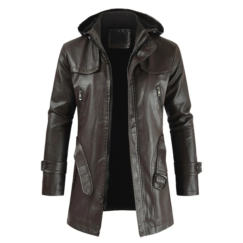 Мужская зимняя повседневная кожаная куртка высокого качества Chaquetas Hombre на молнии