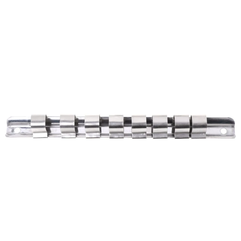 

P15F Socket Rack Holder 1/4" 3/8" 1/2" with 8 Clips On Rail Tool Organizer Storage