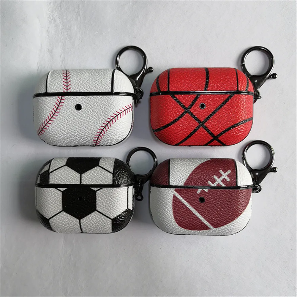 

Case For Airpods Pro 2 1 Leather Luxury Basketball Airpods 3 Earphone Protector Acessories Cover With Keychain Ball Airpods Case