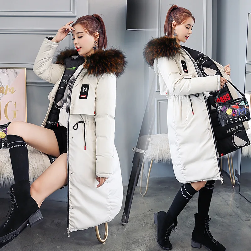 Длинная женская парка в стиле Харадзюку теплые Базовые Куртки Женское зимнее