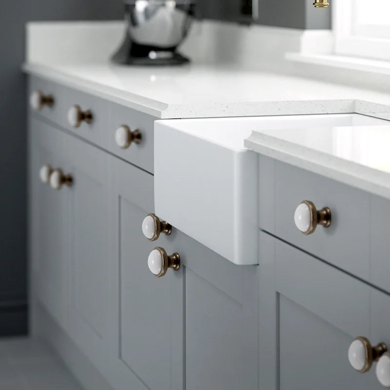 White Ceramic Antique European Door Handles, Drawer Pulls, and Kitchen Cabinet Knobs image 6