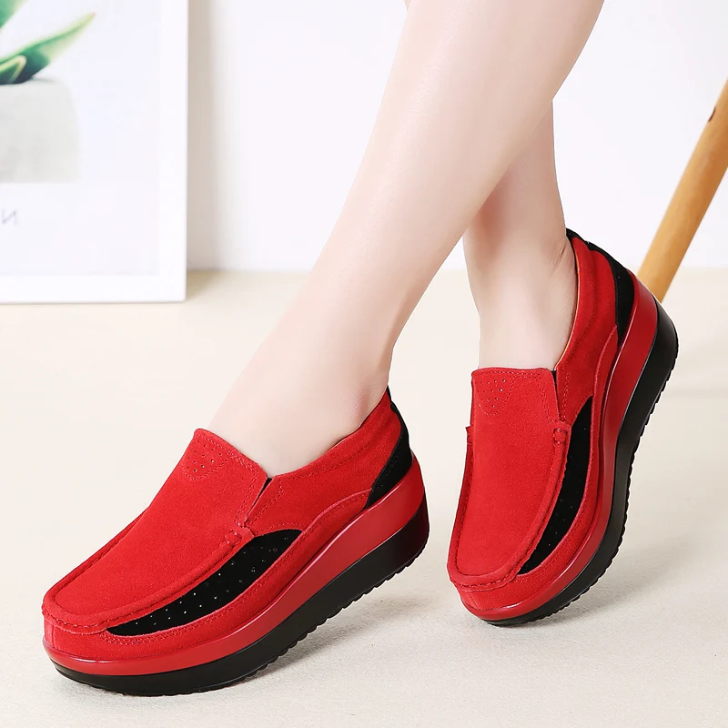 Plardin/Новинка женские лоферы на плоской платформе из замши без застежки женская