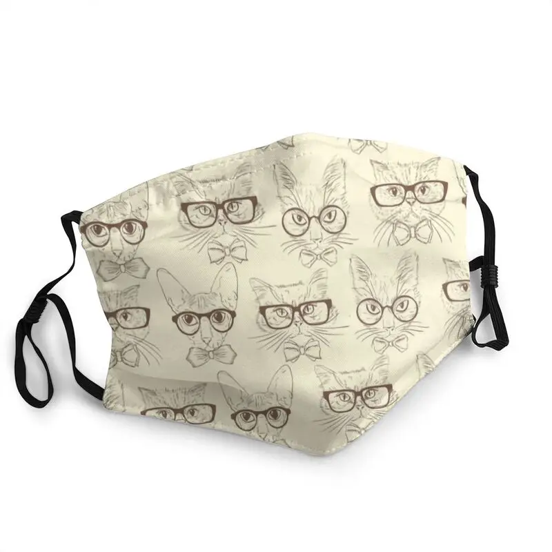 

Hipster Cats With Glasses Breathable Mouth Face Mask Unisex Adult Anti Dust Mask Protection Cover Respirator Muffle