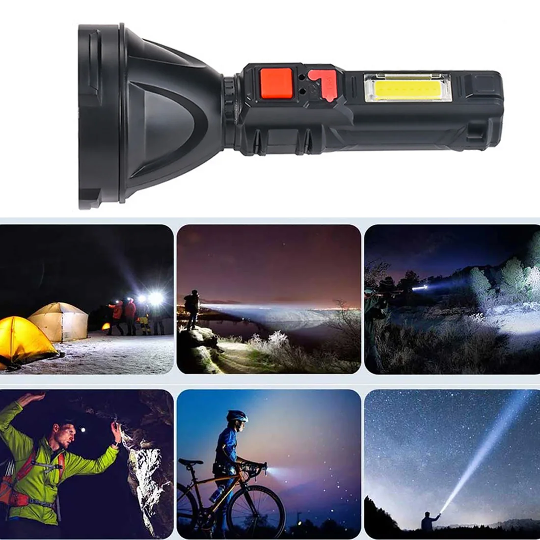 

High Power COB LED Flashlight Built-in Battery Flashlight USB Rechargeable Flashlight Waterproof Hand Light